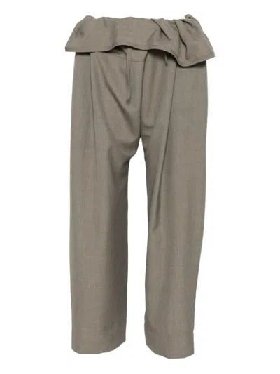 Soeur Aloe Draped-waist Trousers In Gray