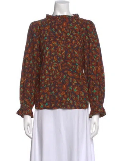 Pre-owned Soeur Animal Print Long Sleeve Blouse In Brown