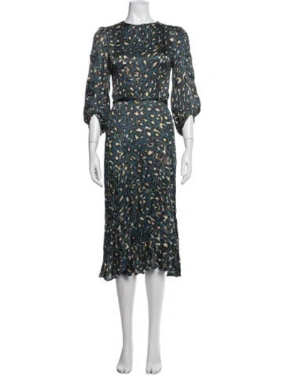 Pre-owned Soeur Animal Print Midi Length Dress In Blue