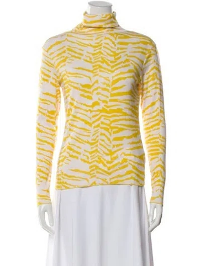 Pre-owned Soeur Animal Print Turtleneck Top In Yellow