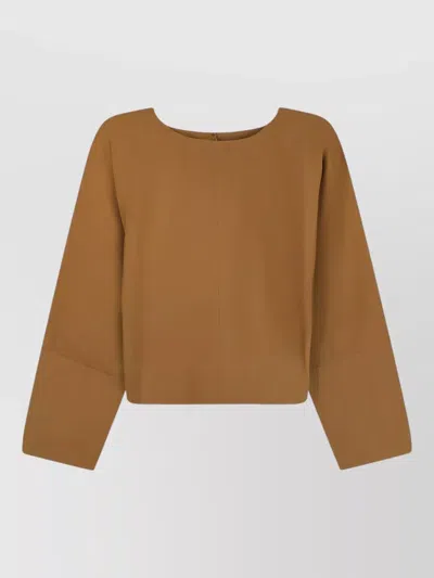 Soeur Armand Cotton Cropped Shirt Crew Neck In Brown