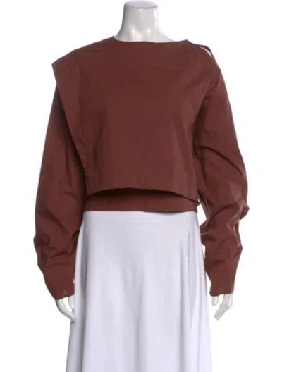 Pre-owned Soeur Asymmetrical Long Sleeve Crop Top In Brown