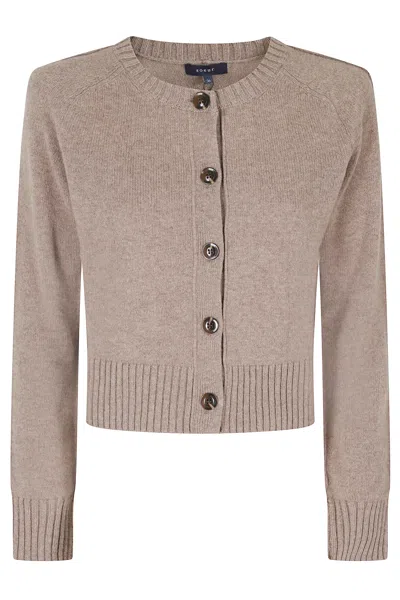 Soeur Beige Virginia Cropped Merino Wool Cardigan In Multi