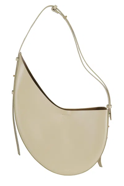 Soeur Beige Winona Front-logo Zip-pouch Leather Shoulderbag In Brown