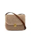 Soeur Bellissima Mini Fur And Leather Shoulder Bag In Brown