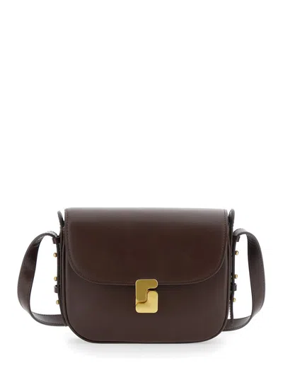 SOEUR 'BELLISSIMA MINI' BROWN CROSSBODY BAG WITH LOGO DETAIL ON THE FRONT IN LEATHER WOMAN