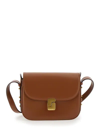 Soeur 'bellissima Mini' Brown Crossbody Bag With Logo Detail On The Front