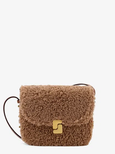 Soeur Bellissima Mini Fur And Leather Shoulder Bag In Brown