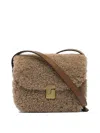 Soeur Bellissima Mini Fur And Leather Shoulder Bag In Brown