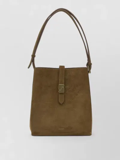 Soeur Bello Small Suede Shoulder Bag In Brown