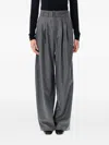 Soeur High Waist Wool Blend Trousers With Belt In Gray