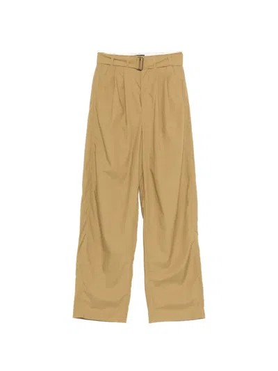 Soeur Cole Wide-fit Trousers In Organic Cotton Poplin And Fluid Lyocell In Green