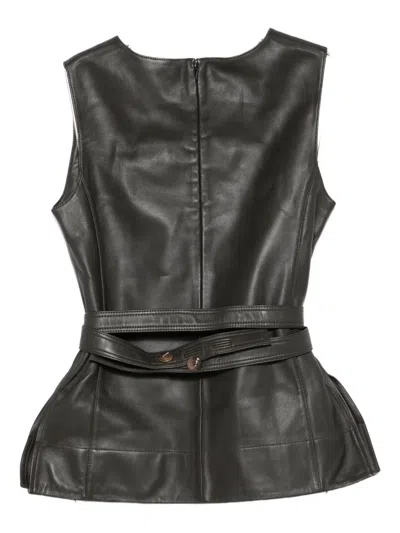 Soeur Belted Sleeveless Top In Black