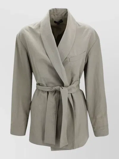 Soeur Belted Wrap Jacket Fluid Silhouette In Gray