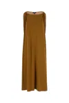 Soeur Shoulder Detail Gathered Midi Length Relaxed Silhouette In Brown