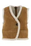 Soeur Biscuit Shearling Vest In Brown