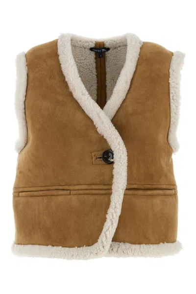 Soeur Biscuit Shearling Vest In Brown
