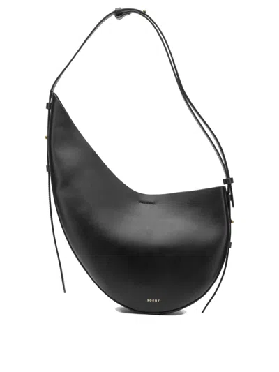 Soeur Black Leather Shoulder Bag
