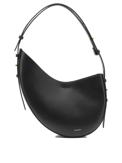 Soeur Black Leather Shoulder Bag