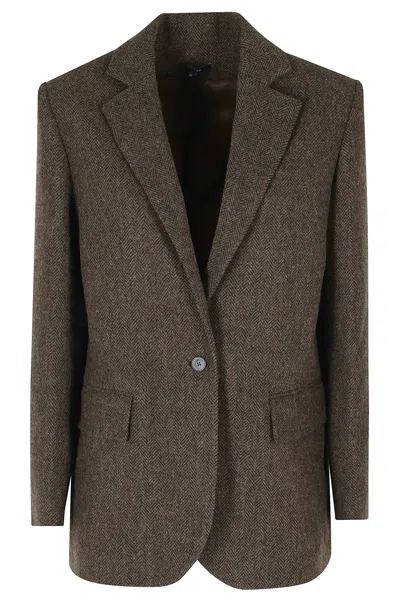 Soeur Brown Servres Prince Of Wales Check Wool Jacket In Gray