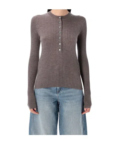 Soeur Buffalo Ribbed Knit Pullover In Gray
