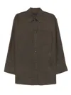 Soeur Relaxed Fit Brown Shirt With Classic Collar In Green