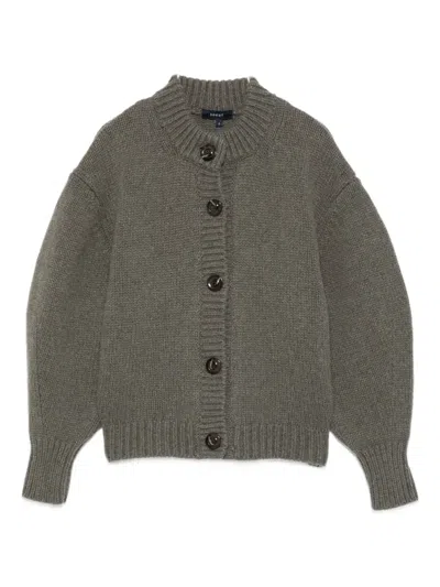 Soeur Button-front Balloon-sleeve Cardigan In Green