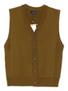 Soeur Button-front Sleeveless Top In Brown