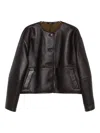 Soeur Buttoned Leather Jacket In Brown