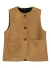 Soeur Buttoned Suede Waistcoat In Brown
