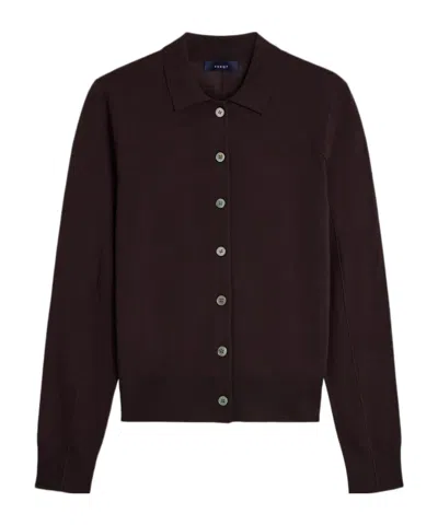 Soeur Hailey Button-up Polo-collar Cardigan In Brown