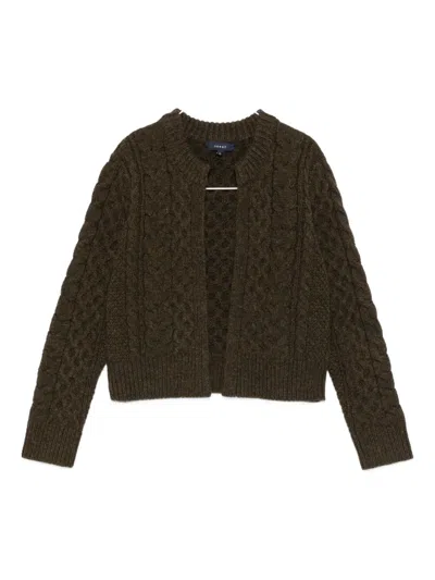 Soeur Cable-knit Virgin-wool Cardigan In Green
