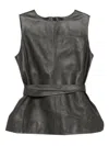 Soeur Belted Sleeveless Top In Black