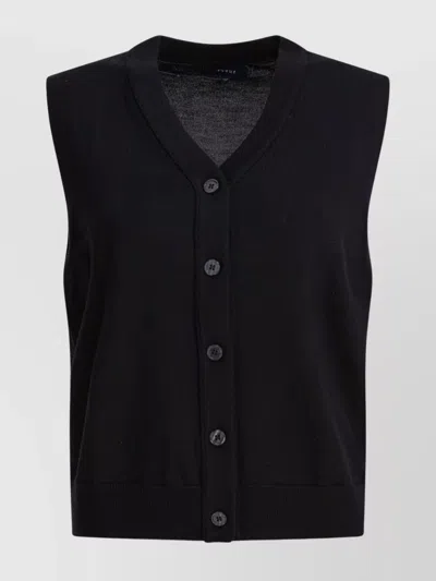 SOEUR "CHIARA" V-NECK SLEEVELESS RIBBED HEM CARDIGAN