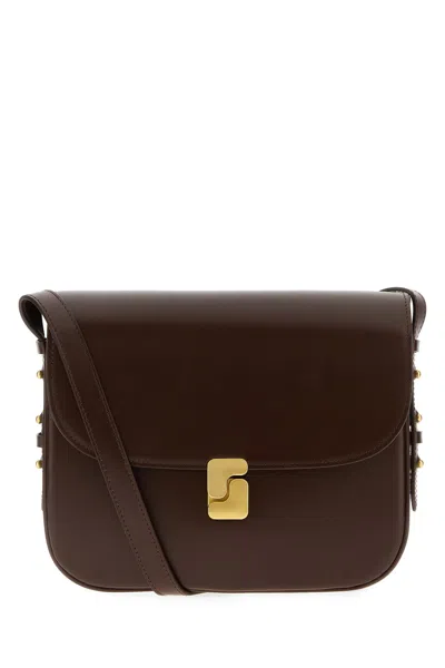 SOEUR CHOCOLATE LEATHER MAXI BELLISSIMA CROSSBODY BAG