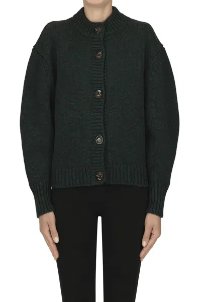 Soeur Chunky Knit Cardigan In Green