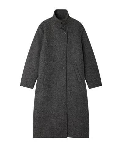 Soeur Button Collar Coat In Black
