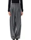 Soeur High Waist Wool Blend Trousers With Belt In Gray