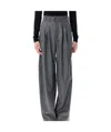 Soeur High Waist Wool Blend Trousers With Belt In Gray