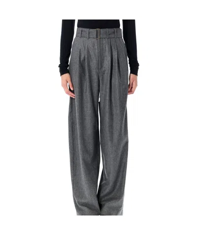 SOEUR BELTED PLEATED STRAIGHT TROUSERS