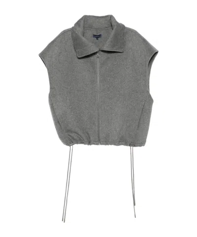 Soeur Collar Zip-up Sleeveless Vest In Gray