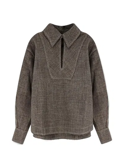 Soeur Contrast-stitch Linen Shirt In Multi