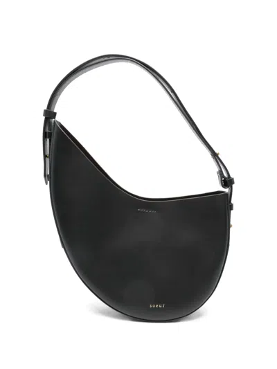 Soeur Crescent Leather Shoulder Bag In Black