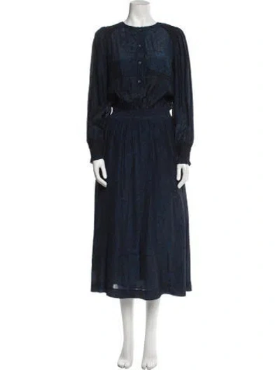 Pre-owned Soeur Crew Neck Long Dress In Blue