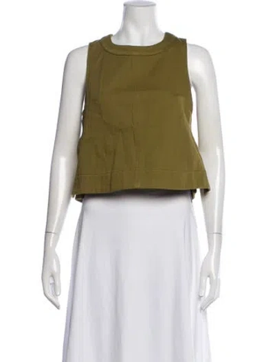 Pre-owned Soeur Crew Neck Sleeveless Crop Top In Green