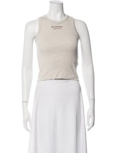 Pre-owned Soeur Crew Neck Sleeveless Crop Top In Neutrals