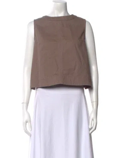 Pre-owned Soeur Crew Neck Sleeveless Crop Top W/ Tags In Brown