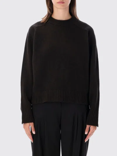 Soeur Crewneck Merino Wool Jumper With Dropped Shoulders And Long Sleeves In Brown