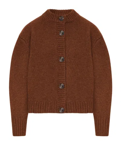 Soeur Crew-neck Single-breasted Knit Top In Brown