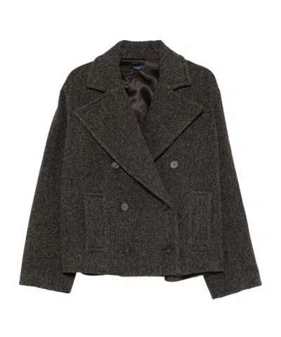 Soeur Cropped Double-breasted Wool Blazer In Brown
